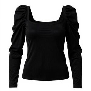 Bailey 44 Black Square Neck Puff Sleeve Blouse